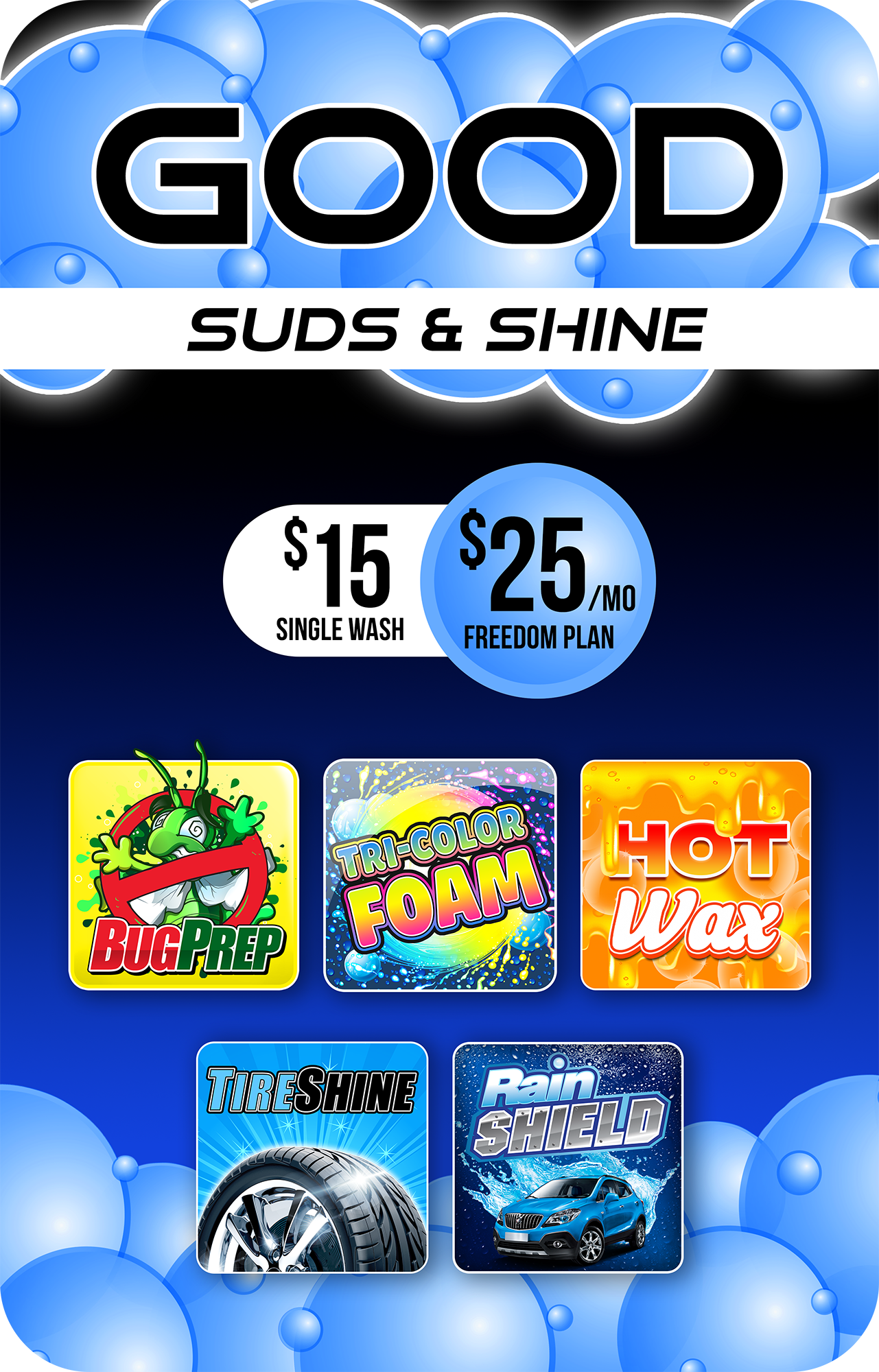 Dr. Graphene Xtreme. Unlimited Club $44.99/mo. Single exterior Wash $30. Unlimited Club Full Service $69.99. Single Exterior + Full Service $50.